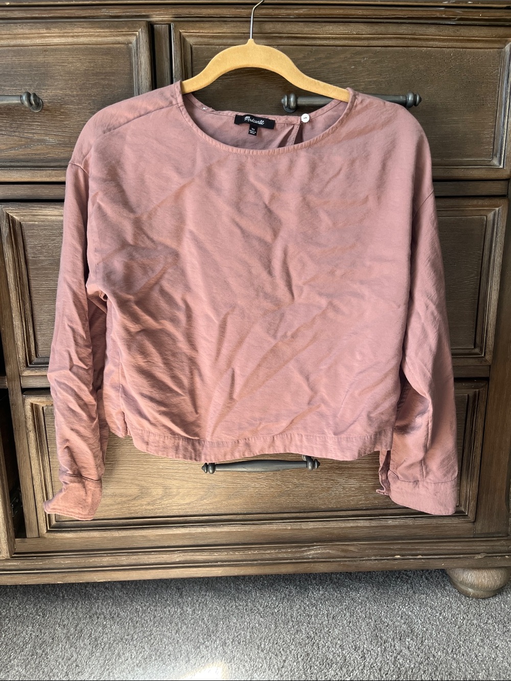 Madewell Dusty Rose Cropped Long-Sleeve Top